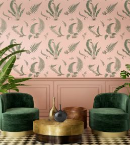 Ferns Wallpaper by GP & J Baker Coral/Charcoal