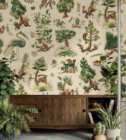 Grand Gertrude Wallpaper by GP & J Baker Document Green