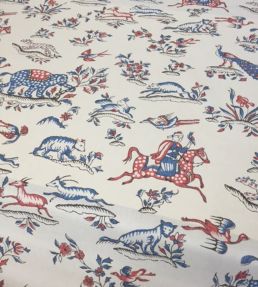 Gujarat Safari Fabric by Titley and Marr Cobalt and Coral