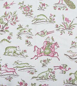 Gujarat Safari Fabric by Titley and Marr Linden and Pink