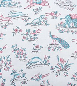 Gujarat Safari Fabric by Titley and Marr Rose and Ocean