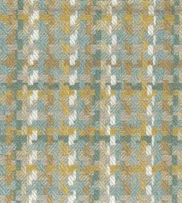 Hadlow Fabric by Nina Campbell Aqua/Ochre/Ivory