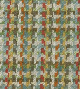 Hadlow Fabric by Nina Campbell Turquoise/Tangerine/Taupe