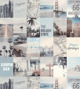 Happy Place Wallpaper by Caselio Bleu Gris