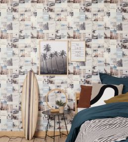 Happy Place Wallpaper by Caselio Bleu Gris