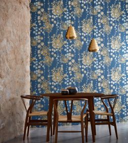 Moku Wallpaper by Harlequin Indigo/Pebble