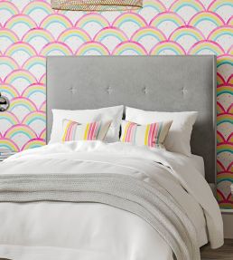 Helter Skelter Stripe Fabric by Harlequin Cherry/Blossom/Pineapple/Sky