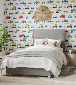 Just Keep Trucking Wallpaper by Harlequin Tomato/Marine/Gecko