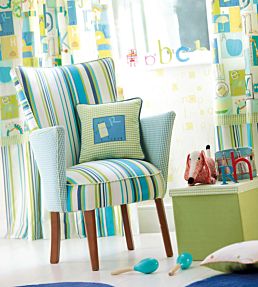 White And Neutrals Harlequin Rush Stripe Fabric By The Metre In Ocean Kharki