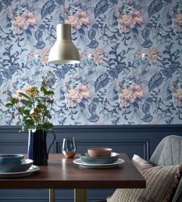 Hedgerow Wallpaper by 1838 Wallcoverings Blue Dusk