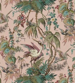 Herons Outdoor Fabric by Warner House Pink