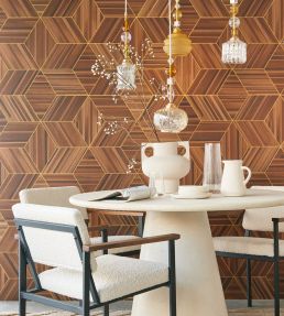Herringbone Geo Mural by Eijffinger Brown/Taupe