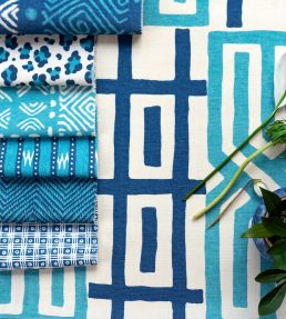 Herringbone Resist Fabric by Titley and Marr Indigo & Turquoise