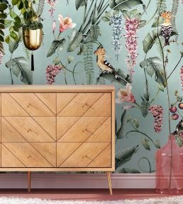Hoopoe Garden Wallpaper by Avalana Duck Egg