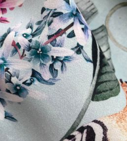 Hoopoe Garden Velvet Fabric by Avalana Duck Egg