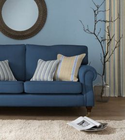 Hopsack Stripe Fabric by Ian Mankin Airforce