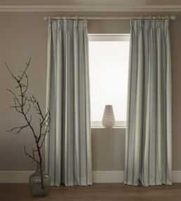 Hopsack Stripe Fabric by Ian Mankin Airforce