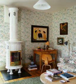 Huset I Solen Wallpaper by Sandberg Spring Green