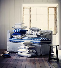 Oxford Stripe Fabric by Ian Mankin Sage
