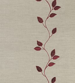 Embroidered Union Leaf Fabric by Ian Mankin Claret