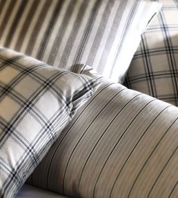 Spencer Stripe 2 Fabric by Ian Mankin Black