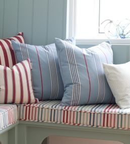 Worthing Stripe Fabric by Ian Mankin Sky