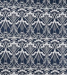 Ianthe Bloom Stencil in Chiltern Linen Fabric by Liberty Pewter
