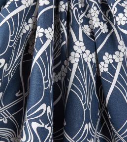 Ianthe Bloom Stencil in Chiltern Linen Fabric by Liberty Pewter