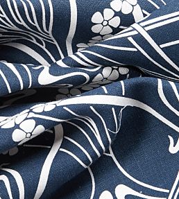Ianthe Bloom Stencil in Chiltern Linen Fabric by Liberty Pewter