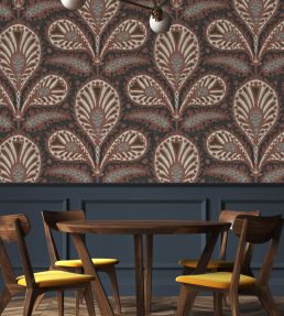Ikat Clover Wallpaper by Josephine Munsey Red and Ink