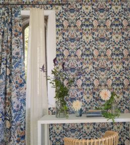 Ikebana Damask Fabric by Designers Guild Slate Blue