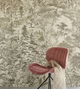 Illustrative Forest Mural by Eijffinger Red