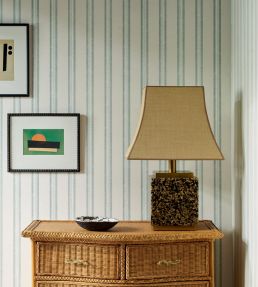 Innis Stripe Wallpaper by Jane Churchill Aqua