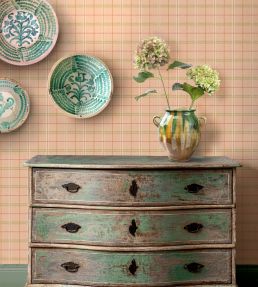 Islay Wallpaper by Mulberry Home Blue/Red