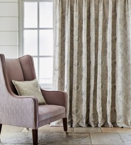 Siam Linen Fabric by James Hare Natural / Eton Blue