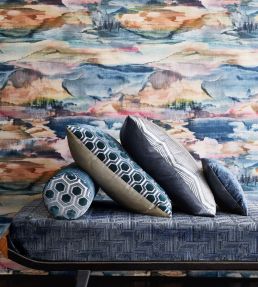 Solace Wallpaper by Jane Churchill Bronze/Teal