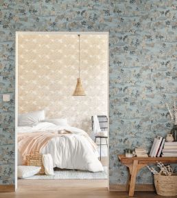 Jardin D'Olinda Wallpaper by Caselio Bleu Canard Or