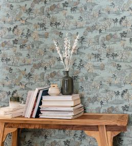Jardin D'Olinda Wallpaper by Caselio Bleu Canard Or