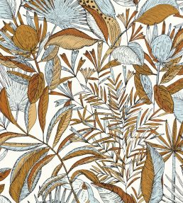 Jardin De Bel Air Wallpaper by Caselio Blanc Orange Bleu
