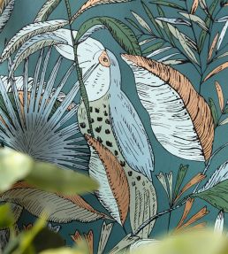 Jardin De Bel Air Wallpaper by Caselio Blanc Orange Bleu