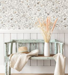 Jardin De Giverny Wallpaper by Caselio Blanc Or