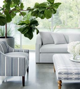 Kaia Stripe Fabric by Thibaut Marine