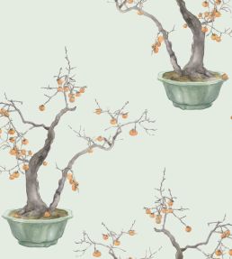 Kaki Persimmon Wallpaper by Cole & Son Jade Green & Mangold