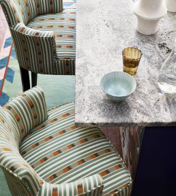 Kendra Stripe Fabric by Jane Churchill Copper/Navy