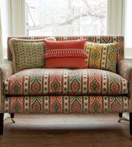 Kilim Fabric by Marvic Coral/Celadon