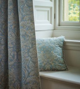 Knole Damask Fabric by Zoffany Stockholm Blue