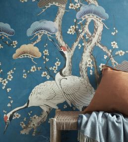 Kyoto Blossom Mural by 1838 Wallcoverings Prussian Blue
