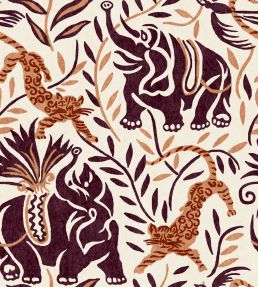 La Jungle Vinyl Wallpaper by Christopher Farr Cloth Plum