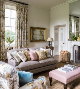 Large Peonies Fabric by Warner House Ochre