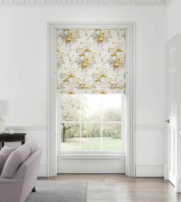 Large Peonies Fabric by Warner House Ochre